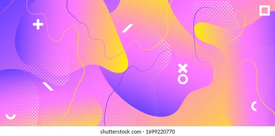 Gradient Liquid Design. Summer Digital Composition. Abstract Vector Layout. Yellow Fluid Banner. Fashion Liquid Concept. Pink Geometric Illustration. Abstract Graphic Layout. Liquid Motion.
