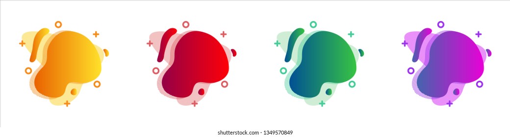 Gradient Liquid & Fluid Shape with Different Color Options. Modern Liquid Element Isolated on White Background. Background for Social Media Post, Banner Ads, Website Platform & Media Presentation