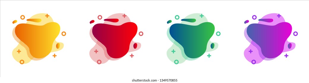 Gradient Liquid & Fluid Shape with Different Color Options. Modern Liquid Element Isolated on White Background. Background for Social Media Post, Banner Ads, Website Platform & Media Presentation