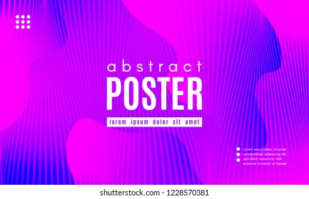 Gradient Liquid Shapes Composition. Abstract Wave Background with Distorted Lines. Effect Movement of Simple Liquid Shapes. Music Poster Concept in Pink and Blue Color Design. Vector Wave Liquid Form.