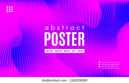 Gradient Liquid Shapes Composition. Abstract Wave Background with Distorted Lines. Effect Movement of Simple Liquid Shapes. Music Poster Concept in Pink and Blue Color Design. Vector Wave Liquid Form.