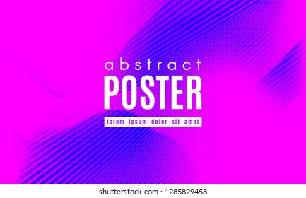 Gradient Liquid Shapes Composition. Abstract Wave Background with Distorted Lines. Effect Movement of Simple Liquid Shapes. Music Poster Concept in Pink and Blue Color Design. Vector Wave Liquid Form.