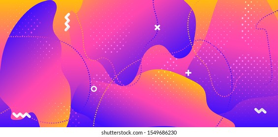 Gradient Liquid Shapes. Creative Abstract Ornament. Colorful Contemporary Background. Trendy Graphic Page. Fluid Shapes. Vector Abstract Texture. Business Futuristic Presentation. Wave Shapes.