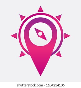 gradient location pin compass icon vector