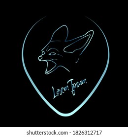 Gradient Logo of aggressive fennec. Mascot fox for any sport team.