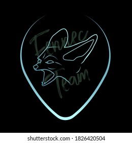 Logotipo gradiente de fennec agresivo. Fox de mascota para cualquier equipo deportivo.