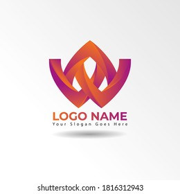gradient logo concept aw letter