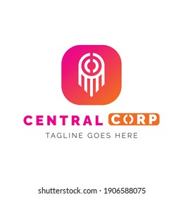 diseño del logotipo de gradiente, símbolo abstracto, letra c, central, vector, eps 10