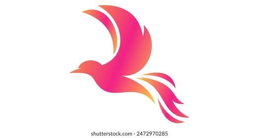 Gradient Logo Of Flaying Pigeon Vector Illustration.	