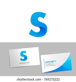 Gradient logo with the letter S of the logo. Mockup business card on white background. The concept of technology element design. Vector illustration