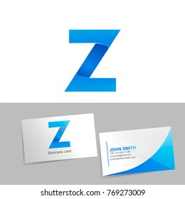 Gradient logo with the letter Z of the logo. Mockup business card on white background. The concept of technology element design. Vector illustration
