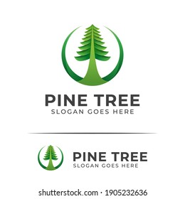 gradient logo of pine tree evergreen or conifer cedar coniferous cypress larch