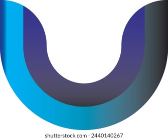 Logotipo degradado U con color azul. Empresa de logotipos. Diseño de ilustración. Icono de logotipo de círculo en diferente degradado