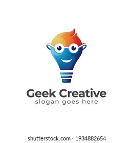 gradient logos of Geek or smart creative, smart technology logo symbol icon design