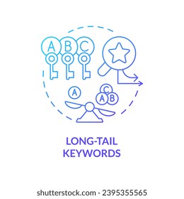 Gradient long tail keywords icon concept, isolated vector, AI for SEO thin line illustration.
