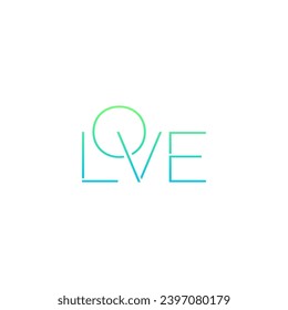 palabra de amor de degradado. concepto de amor en fondo blanco
