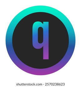 Gradient lowercase letter ‘q’ enclosed in a dynamic multicolor gradient ring. A modern and eye-catching vector design for creative branding and visual projects