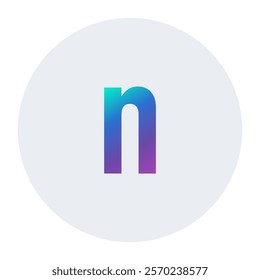 Gradient lowercase letter n icon with a vibrant purple and blue color scheme. A stylish and modern design ideal for creative branding, web graphics, and marketing materials.