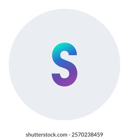 Gradient lowercase letter s with vibrant blue and purple hues on a light circular background. A versatile and eye-catching vector design for logos, creative branding, and marketing materials