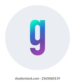 Gradient lowercase ‘g’ typography featuring vivid purple to teal shades on a white circle background, ideal for trendy branding or modern design elements
