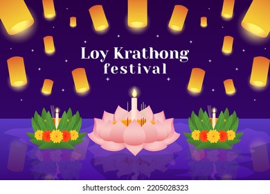 gradient Loy Krathong festival banner illustration design