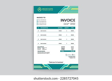 Gradient  luxury horizontal invoice template