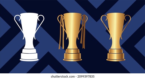 Gradient luxury trophy set vector Image of trophies for success, victory, apps, icons, infographics, logotype designs. dark blue pattern isolated