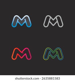 Logotipo de letra M degradado en estilo gráfico de Vector mínimo