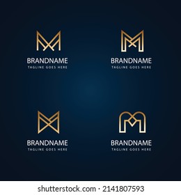 gradient m letter logo template set