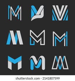 gradient m letter logo template set
