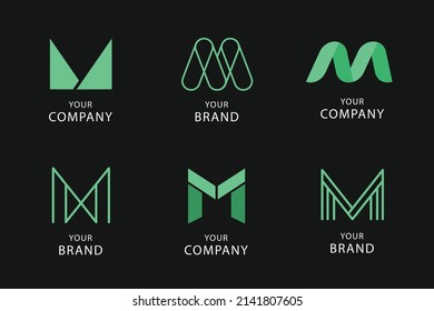 gradient m letter logo template set