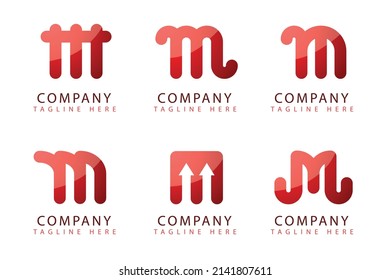 gradient m letter logo template set