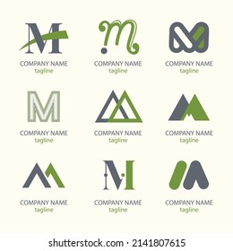 gradient m letter logo template set