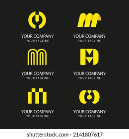 gradient m letter logo template set