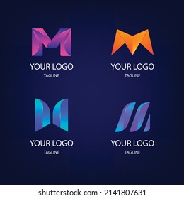 gradient m letter logo template set