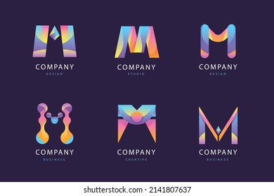 gradient m letter logo template set