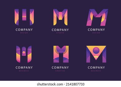 gradient m letter logo template set