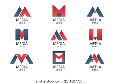 gradient m letter logo template set