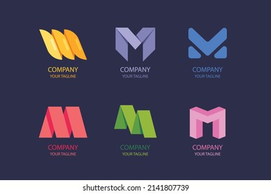 gradient m letter logo template set