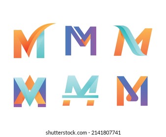 Gradient M Letter Logo Template Set Stock Vector (Royalty Free ...