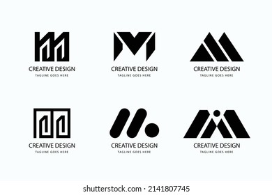 gradient m letter logo template set