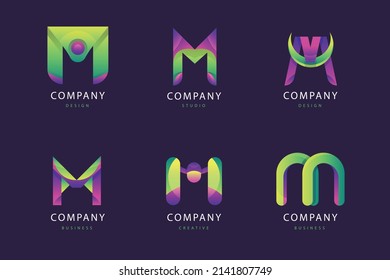 gradient m letter logo template set