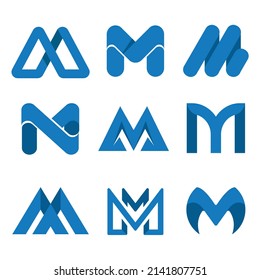 gradient m letter logo template set