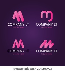 gradient m letter logo template set