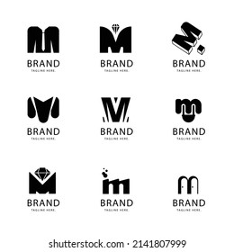 gradient m letter logo template set