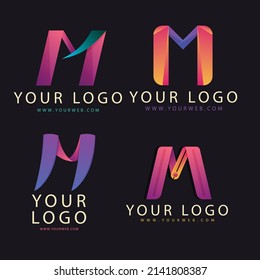 gradient m letter logo template set