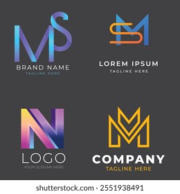 Conjunto de Plantilla de logotipo de letra M degradado