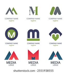 Conjunto de Plantilla de logotipo de letra M degradado