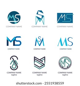 gradient m letter logo template set