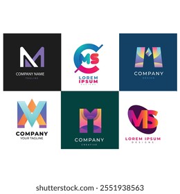 gradient m letter logo template set